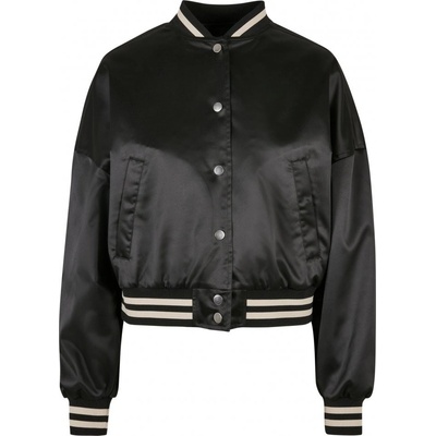 Urban Classics Ladies Short Oversized Satin College Jacket black
