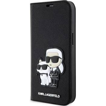 KARL LAGERFELD iPhone 14 Pro 6.1" bookcase black Saffiano Karl & Choupette (KLBKP14LSANKCPK)