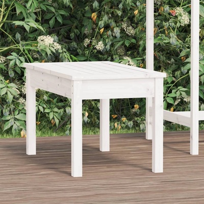 vidaXL Градинска пейка, бяла, 80x44x45 см, борово дърво масив (823998)