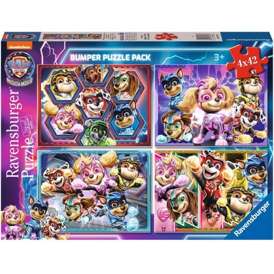 Ravensburger Детски пъзел Ravensburger от 4 x 42 части - Пес Патрул: Супер филмът (5707)