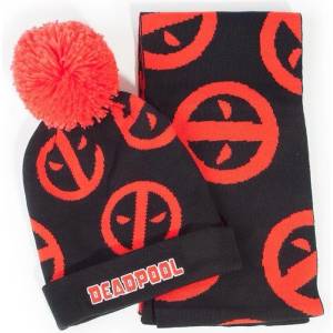 DIFUZED Комплект шал и шапка DIFUZED Deadpool, Symbol, Черен/Червен (BW-GS256433DED)