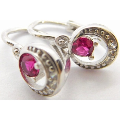 Klenoty Budín dětské zlaté z bílého zlata se zirkony a červenými rubíny HK2115