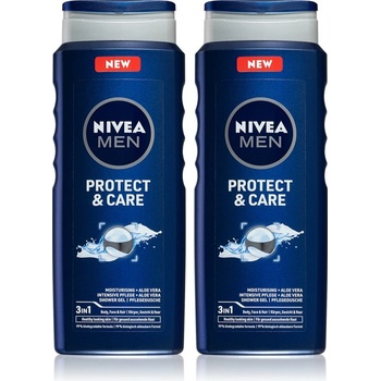 Nivea MEN Protect & Care душ-гел за лице, тяло и коса изгодна опаковка 2 x 500 ml