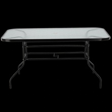 GardenLine NEO-2286 Kovový záhradný stôl so sklenenou doskou 150 x 90 x 70 cm