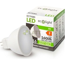Ecolight LED žiarovka MR16 12V 2W teplá biela