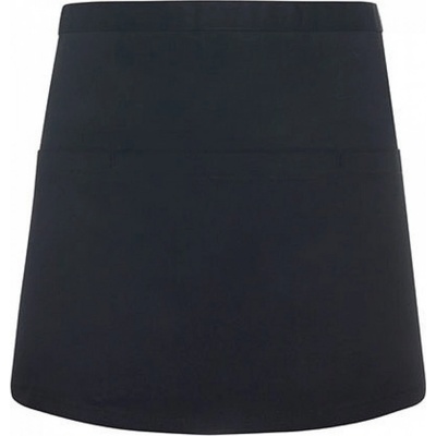 Karlowsky Barmanská zástěra do pasu s kapsičkou se třemi oddíly Black Pantone 419C 60x35cm KY101