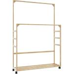 vidaXL Закачалка за дрехи с рафтове и колелца, 90x35x155 см, бамбук (4008916)