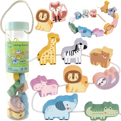 Woopie Green navlékací sada zoo Montessori 13 dílů – Zboží Dáma