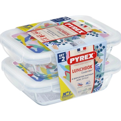 Pyrex Sada obdlžnikových doz sklo 2 x 0,8 l