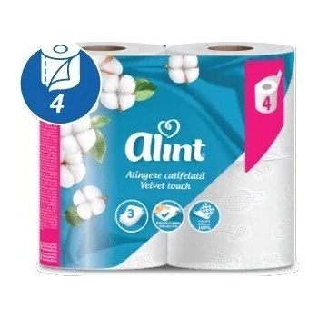 Alint Тоалетна хартия, Alint, Velvet Touch, 3 слоя, 4 ролки (5944570021933)