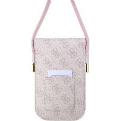 Guess PU 4G Metal Logo Script Phone Bag růžové