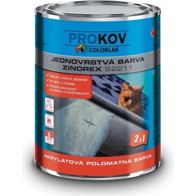 Colorlak ZINOREX S 2211 / Kovářská šedá / 0,6L akrylátová polomatná jednovrstvá barva na ocel a zinek