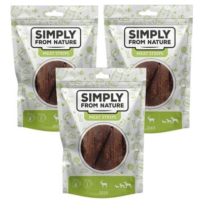 SIMPLY FROM NATURE Meat Strips Jelení stripsy pro psy 3 x 80 g