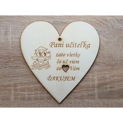 LYMFY | Dřevěná tabulka poděkování paní učitelce 17cm | přírodní dřevo