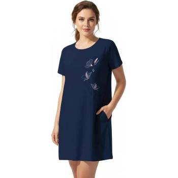 Image 1 of Тъмносиня макси нощница с къс ръкав