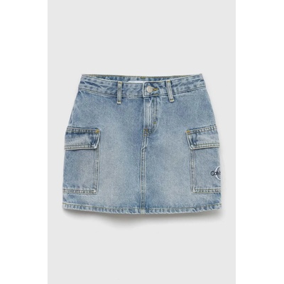 Calvin Klein Детска дънкова пола Calvin Klein Jeans в синьо къс модел със стандартна кройка (IG0IG01825.PPYX)