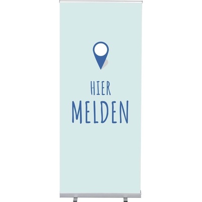 Jansen Display Set Roll-baneru Budget s vytištěným motivem, Přihlášení, modrý, holandsky, 870 x 2080 mm
