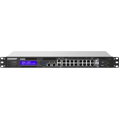 QNAP QGD-1602P Riadený L2 Gigabit Ethernet (10/100/1000) Podpora napájania cez Ethernet (PoE) 1U Čierna, Šedá (QGD-1602P-C3558-8G)