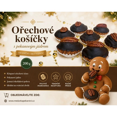 Meduňka Ořechové košíčky s pekanovým jádrem 200 g