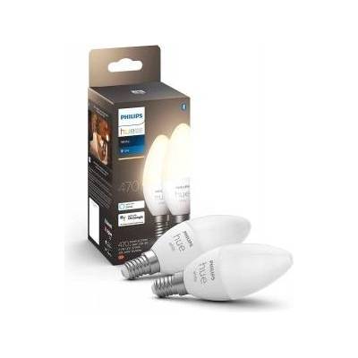 Philips White E14 LED candle-shaped lamps pack of 2 (470 lm), dimmable LED bulbs for the Hue lighting system with warm white light, smart light control via voice and app - 929003021102