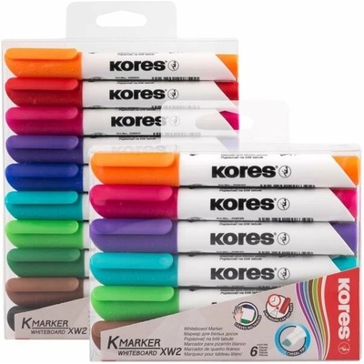 Kores K-MARKER, Popisovač na bílé tabule, kulatý hrot 3 mm, mix 10 barev (20800)