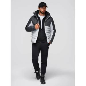 Ombre Clothing Мъжко прошивано яке със съемна качулка - графитово и бяло V3 OM-JALP-0206 Ombre Clothing Ombre Clothing | Byal | МЪЖЕ | XL
