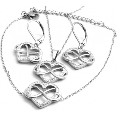 Steel Jewelry Set náhrdelník náramek a náušnice srdce s nekonečnem z chirurgické ocel 180470 – Hledejceny.cz