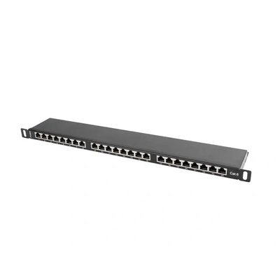 Lanberg Пач панел, Lanberg patch panel 24 port 0.5U CAT. 6 shielded, black (PPS6-0024-B)