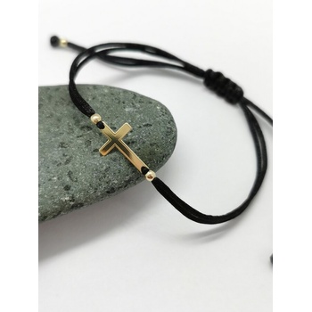 Златен кръст с черен конец за мъж