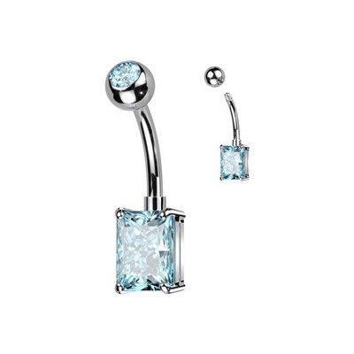 Šperky4U piercing do pupíku s obdélným kamenem tyrkysová TB006-Q