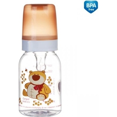 Canpol babies fľaša s potiskom veselá zvieratka 120 ml 3m+ medvěd