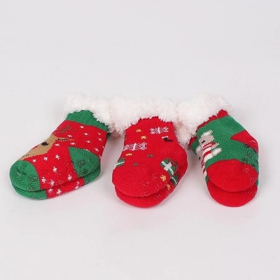 Коледни бебешки чорапки с еленче, снежинки и мече