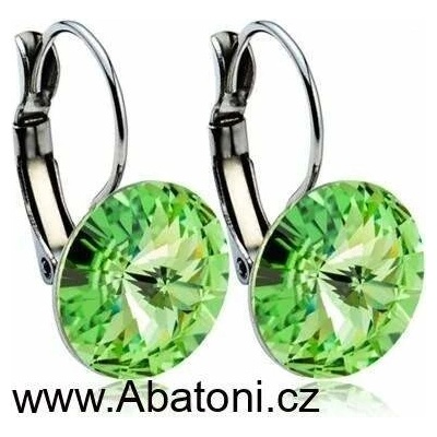 Swarovski Elements Rivoli vlepený krystal stříbrné náušnice visací zelené kulaté 31106.3 Peridot zelená světlá