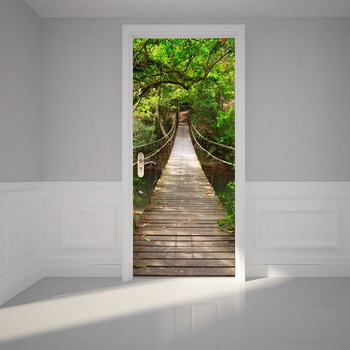 Ambiance Adhezívna samolepka na dvere Suspension Bridge, 83 x 204 cm