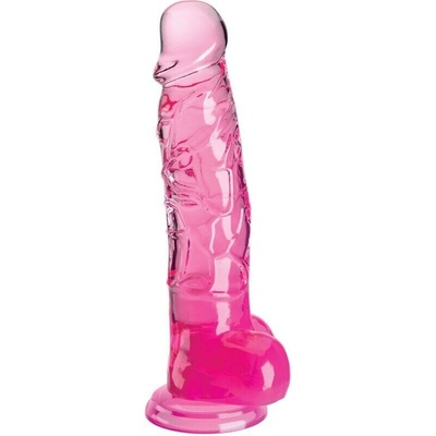 Pipedream King Cock Clear Cock with Balls 8" Pink