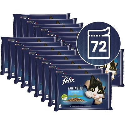FELIX Капсули Felix Fantastic, вкусен избор от риба с зеленчуци в желе 72 x 85 г