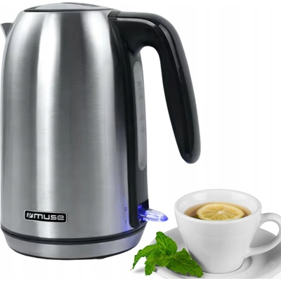 Muse MS-015BS безжичен електрически чайник от неръждаема стомана 1, 7 L (MS-015BS)