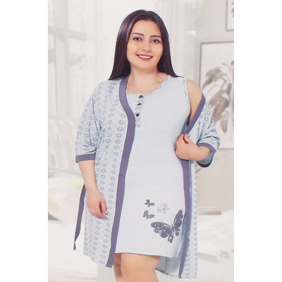 Макси дамски памучен комплект с пеперуди