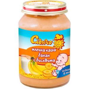 Слънчо Млечна каша Слънчо - Банан с бисквита, 190 g (2415) - baby