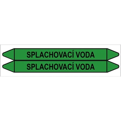 Značení potrubí, splachovací voda,2 ks, 450 × 52 mm PZ 009017
