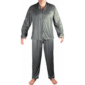 Adam 695 pánské pyžamo dlouhé propínací tm.šedé