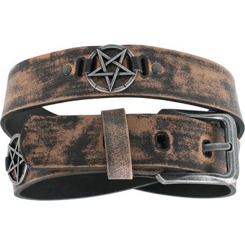 Image 1 of Leather & steel fashion Колан Pentagram - кафяво - LSF2 28