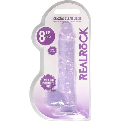 REALROCK priehľadné realistické dildo fialové 19 cm