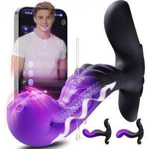 SuperLove Lickzilla Men Wriggling Vibrating Prostate Massager with App Purple