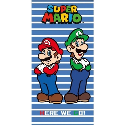 Carbotex Plážová osuška Super Mario & Luigi motív Here We Go! 70 x 140 cm