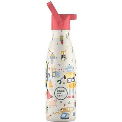 Cool Bottles termoska pro děti Láhev na vodu z nerezové oceli 350 ml Messy Robots