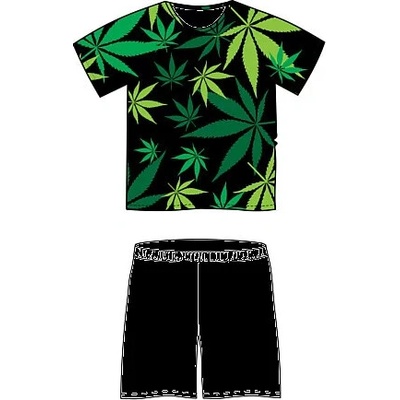 Pánske pyžamo Cannabis KR čierna