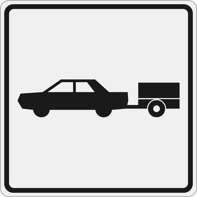 Dopravní značka E9 Druh vozidla - Osobní automobil s přívěsem