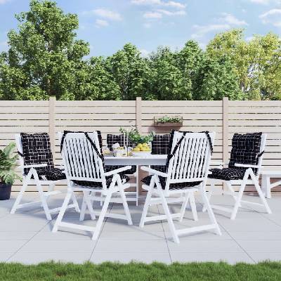 vidaXL Възглавници за стол ниска облегалка 6 бр черно каре Оксфорд (377721)