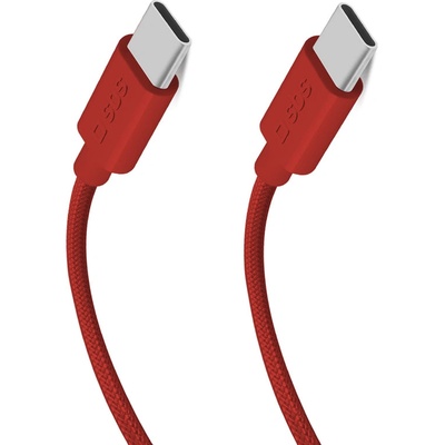 SBS TECABLETISSUETCCR USB-C - USB-C 1.5m 60W плетен кабел - червен (8018417447808)